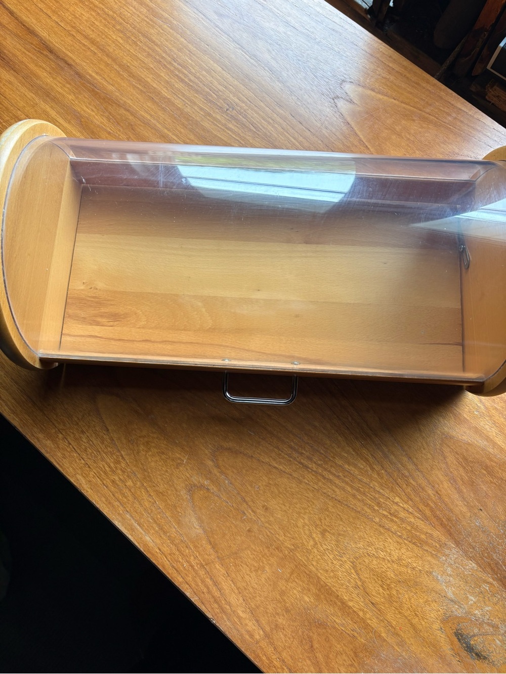 Vintage Bodum Denmark Beech Wood Bread Box Clear Roll Top MidCentury Modern 1980
